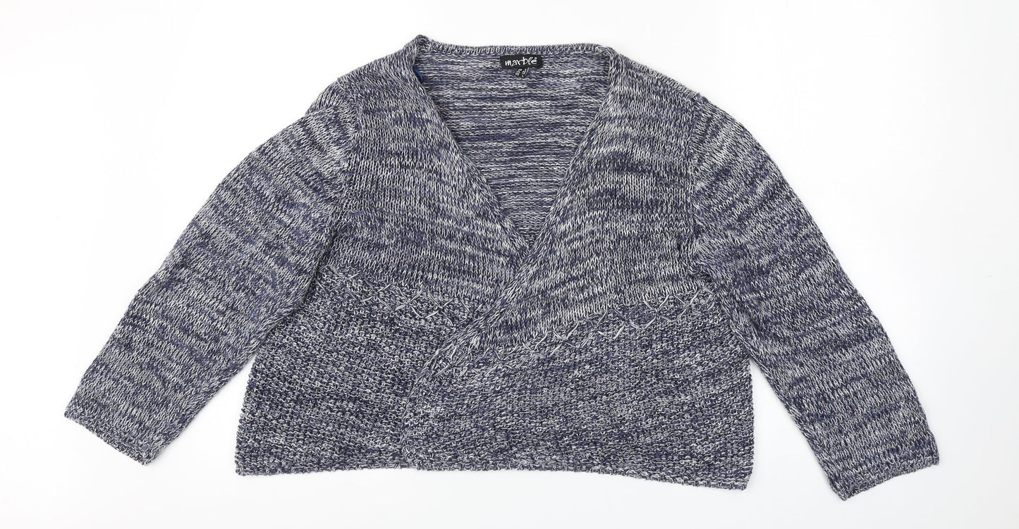 Womens UK Size L marble Blue Cardigan Jumper