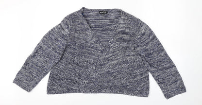 Womens UK Size L marble Blue Cardigan Jumper