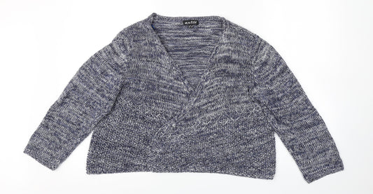 Womens UK Size L marble Blue Cardigan Jumper