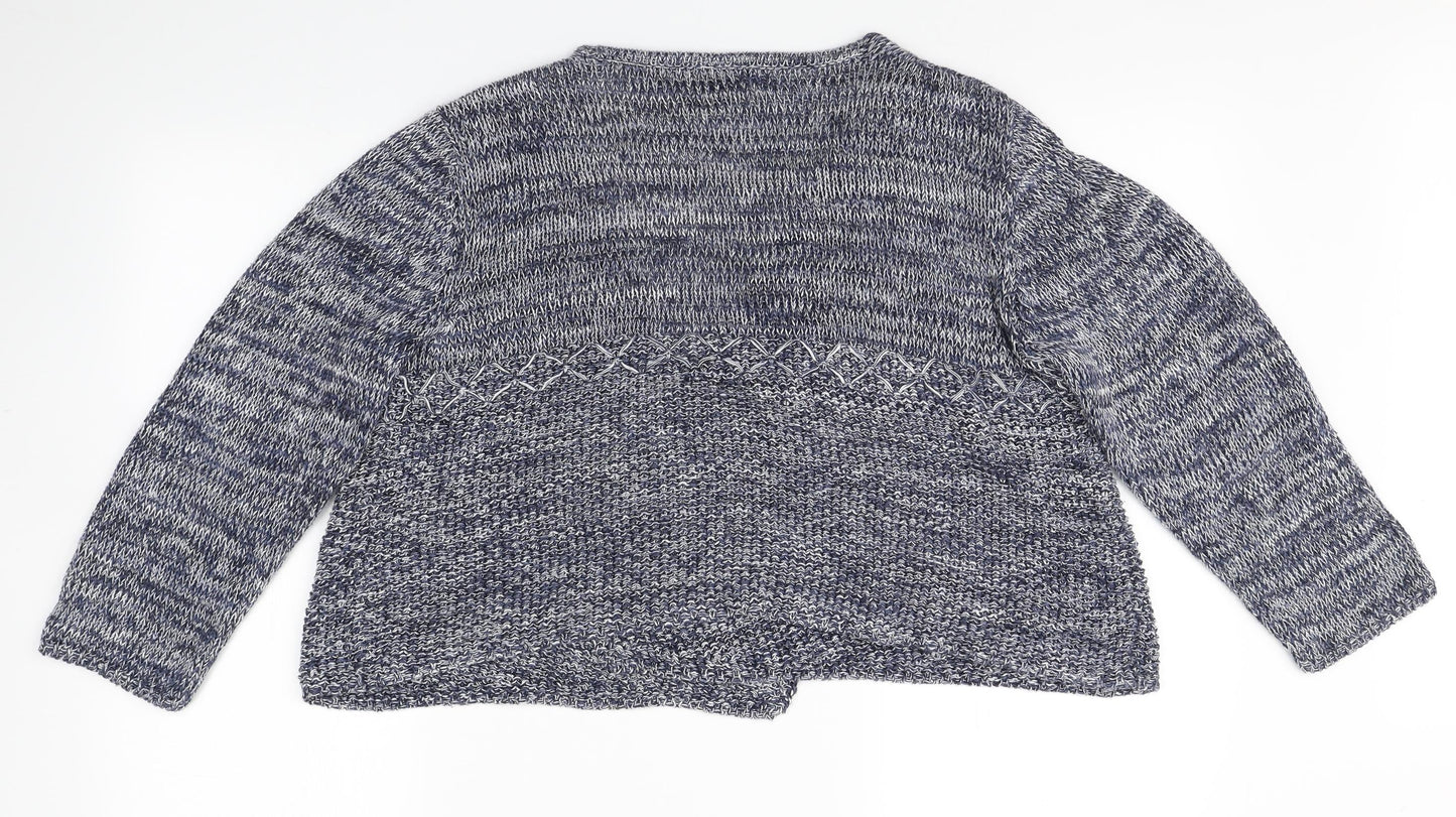 Womens UK Size L marble Blue Cardigan Jumper