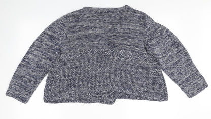 Womens UK Size L marble Blue Cardigan Jumper