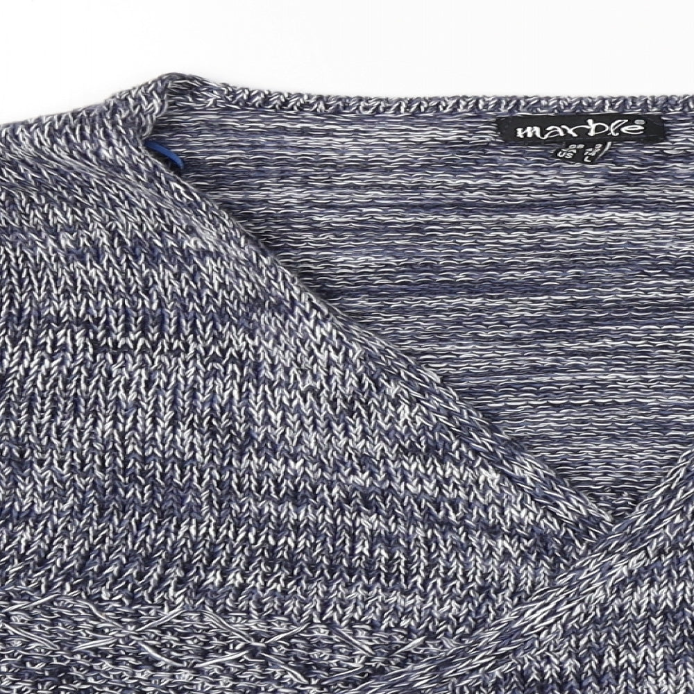 Womens UK Size L marble Blue Cardigan Jumper