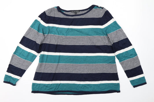 love knitwear Womens Multicoloured Striped Knit Pullover Jumper Size 14