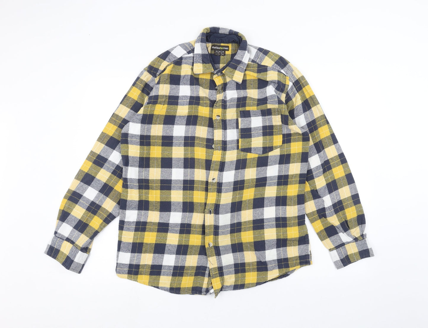 Mens UK Collar Size M Atlas Smart Yellow  Dress Shirt
