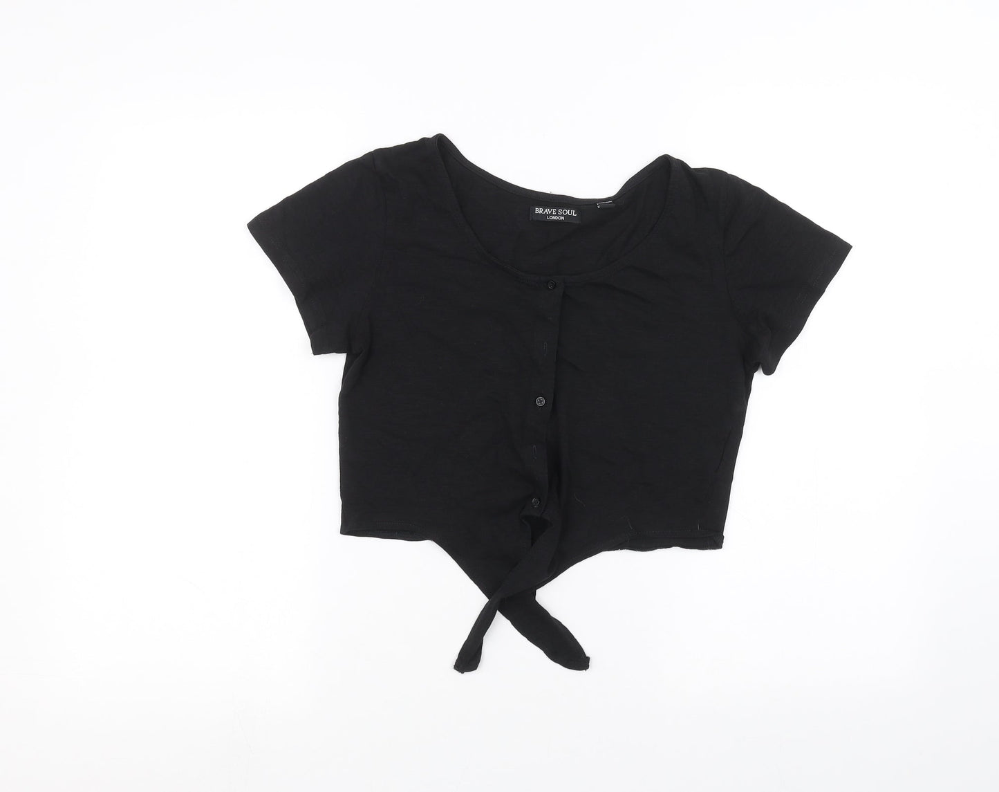 Womens UK Size 8 Brave Soul Black Basic Blouse