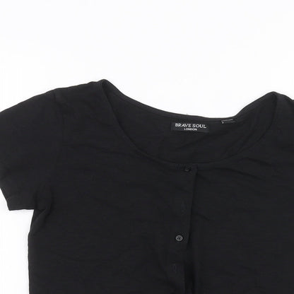Womens UK Size 8 Brave Soul Black Basic Blouse