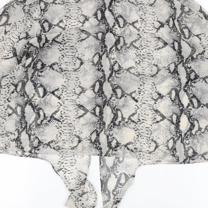 Miss Selfridge Womens White Animal Print  Basic Button-Up Size 8