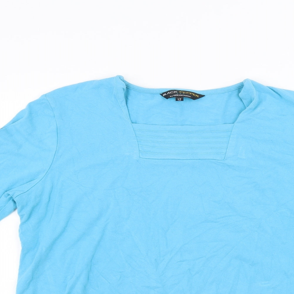 Black Pepper Womens Blue   Basic T-Shirt Size 12