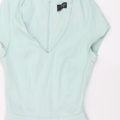 Womens UK Size 8 Topshop Blue Basic Blouse