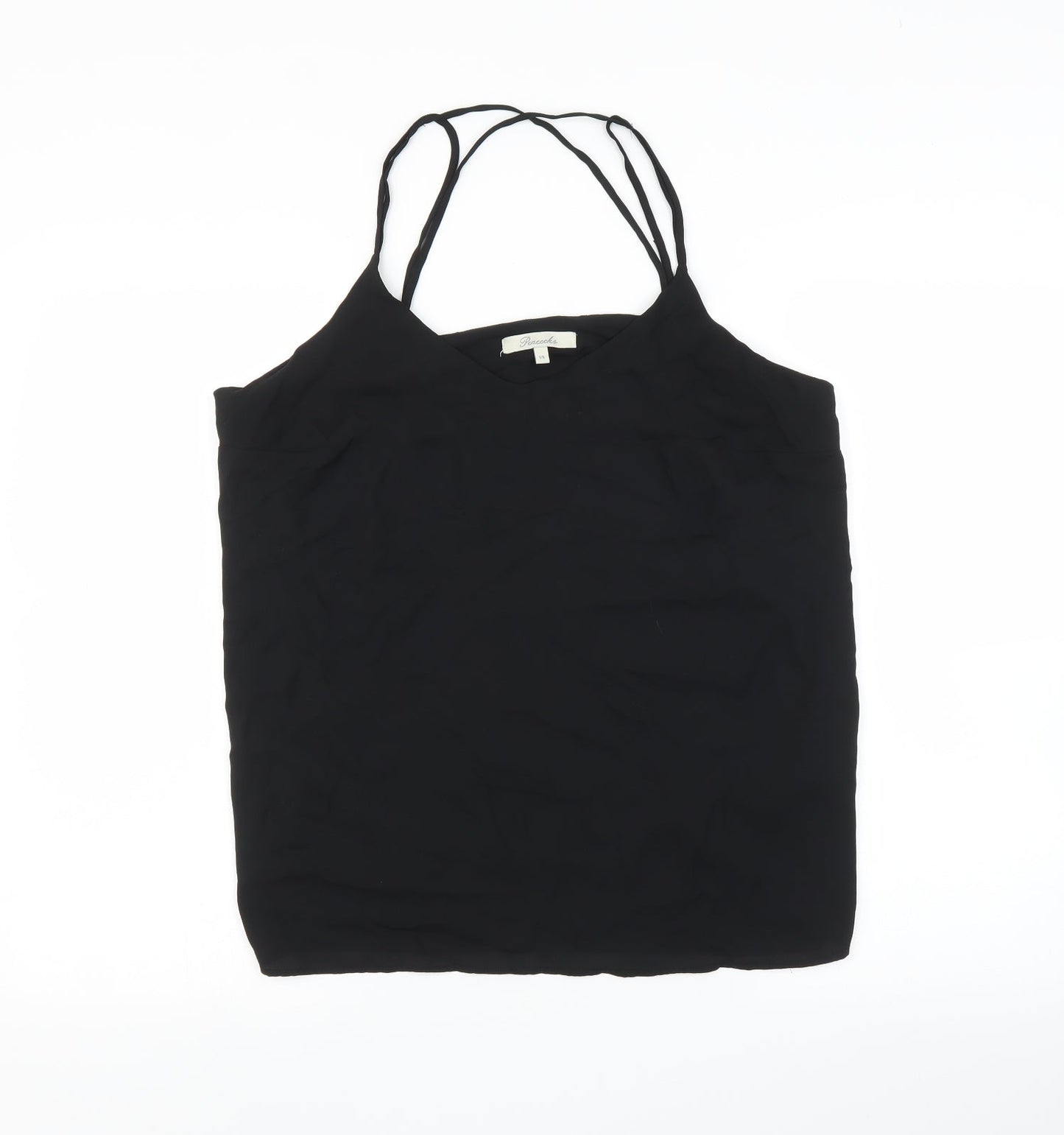 Womens UK Size 14 Peacocks Black Camisole T-Shirt