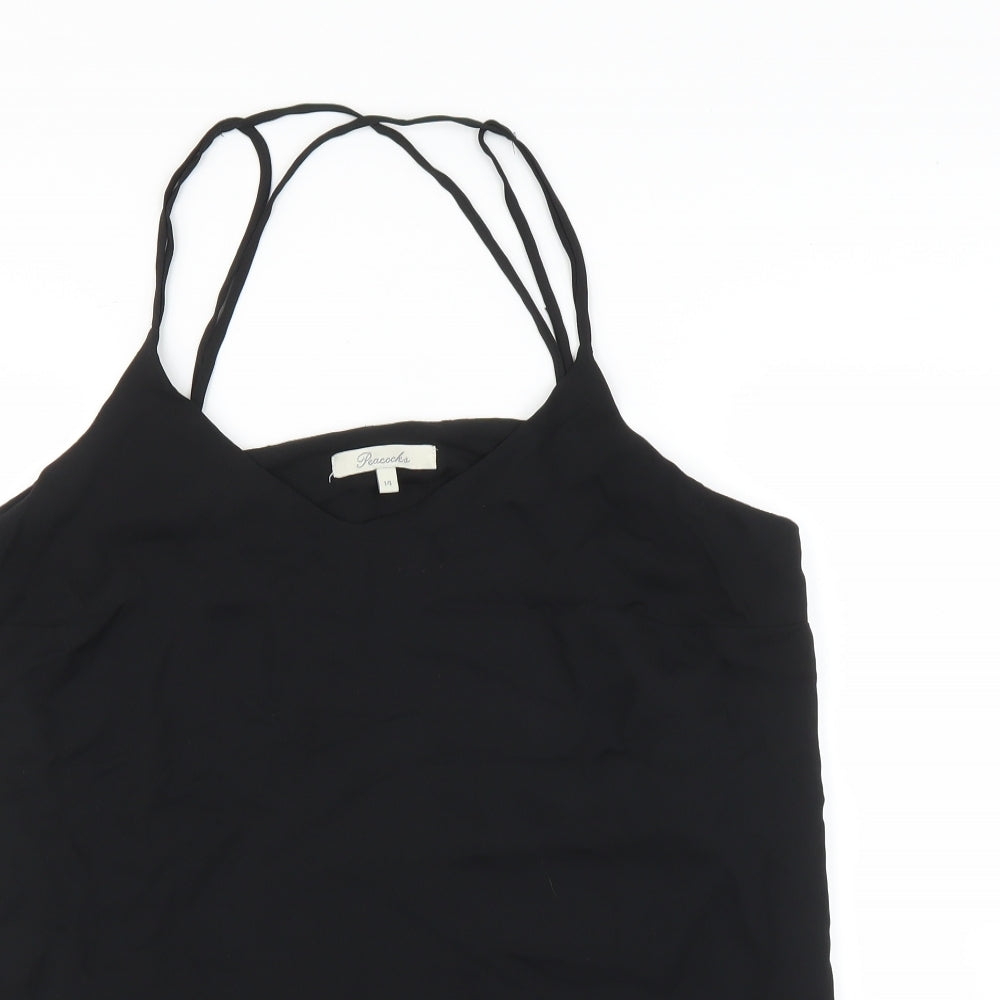 Womens UK Size 14 Peacocks Black Camisole T-Shirt