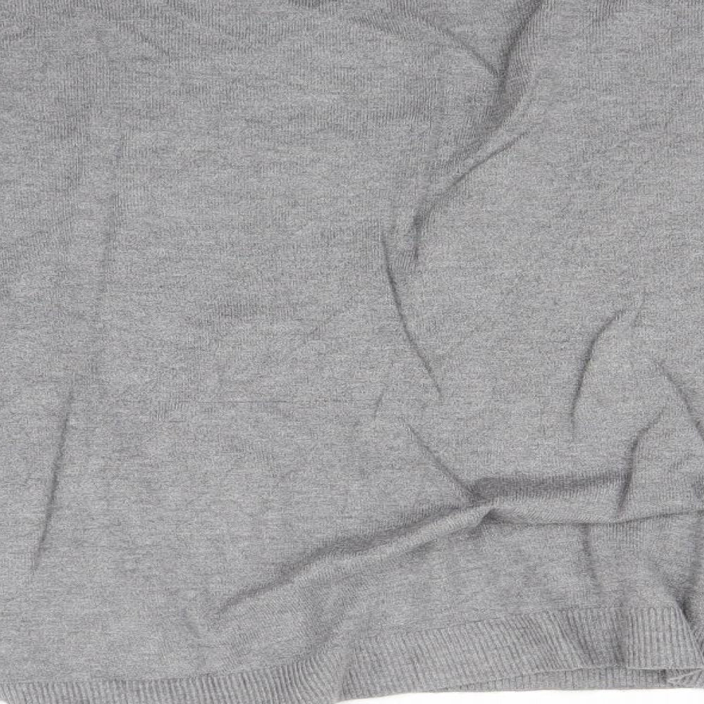 Womens UK Size M Voyelles Grey Basic T-Shirt