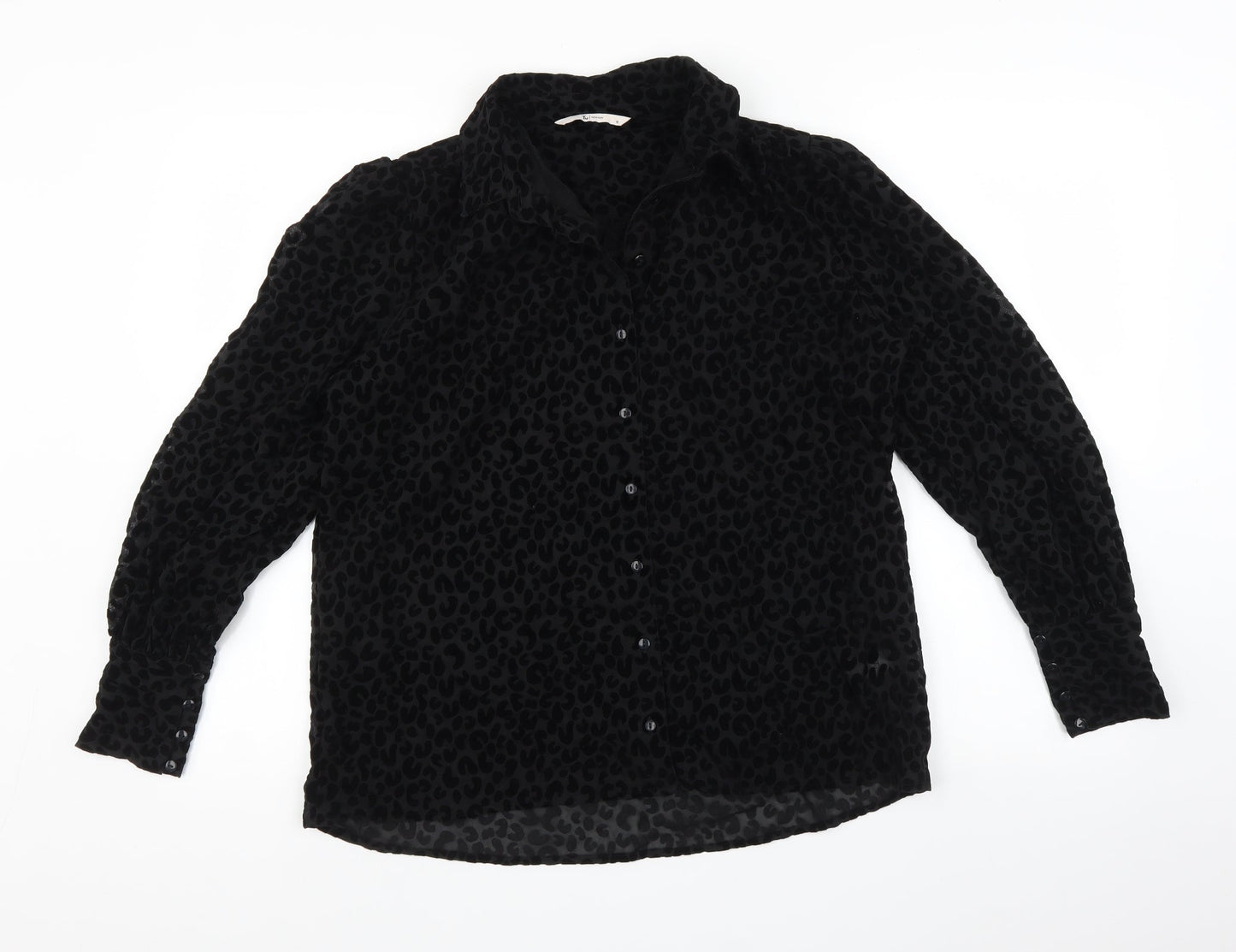 Womens UK Size 10 TU Black Basic Button-Up
