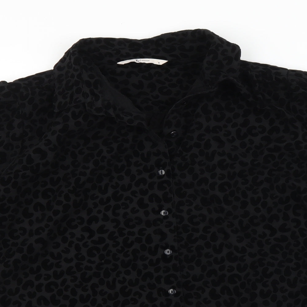 Womens UK Size 10 TU Black Basic Button-Up