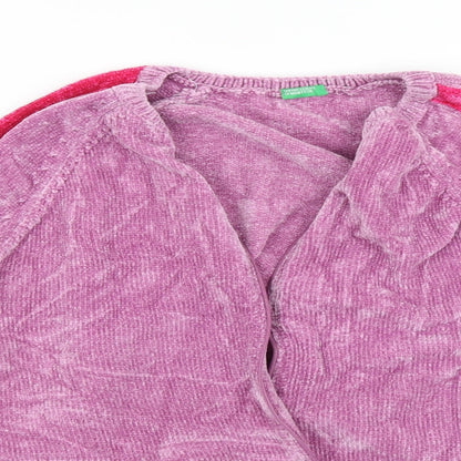 United Colours of Benetton Girls Purple Striped  Cape Jumper Size 13-14 Years