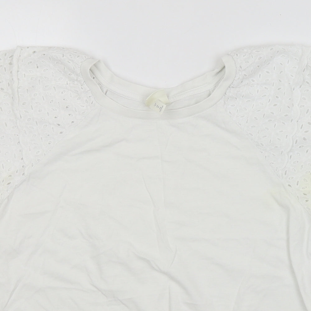 H&M Womens White Argyle/Diamond  Basic Blouse Size M