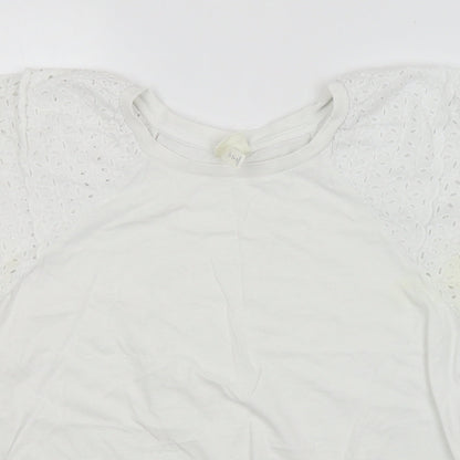 H&M Womens White Argyle/Diamond  Basic Blouse Size M