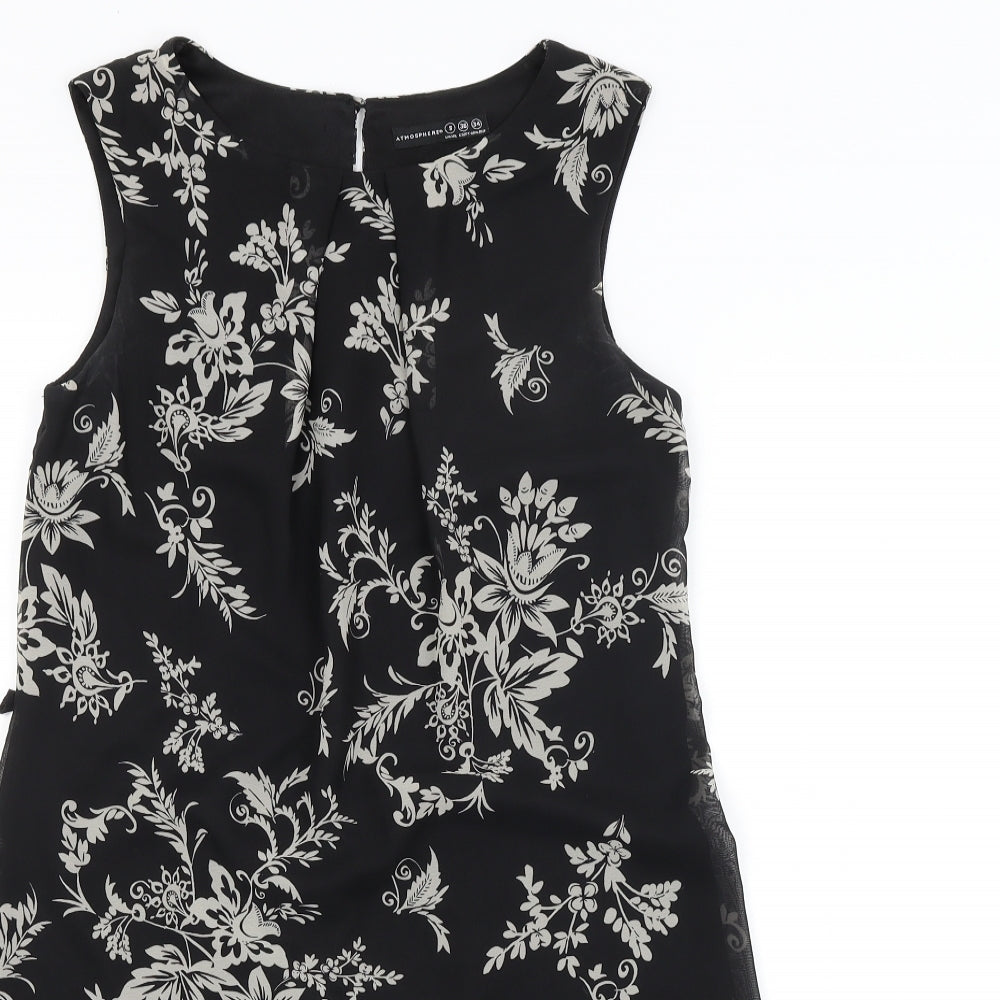 Atmosphere Womens Black Floral  A-Line  Size 8