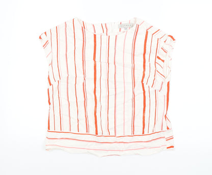 Nutmeg Womens White Striped  Basic Blouse Size 14