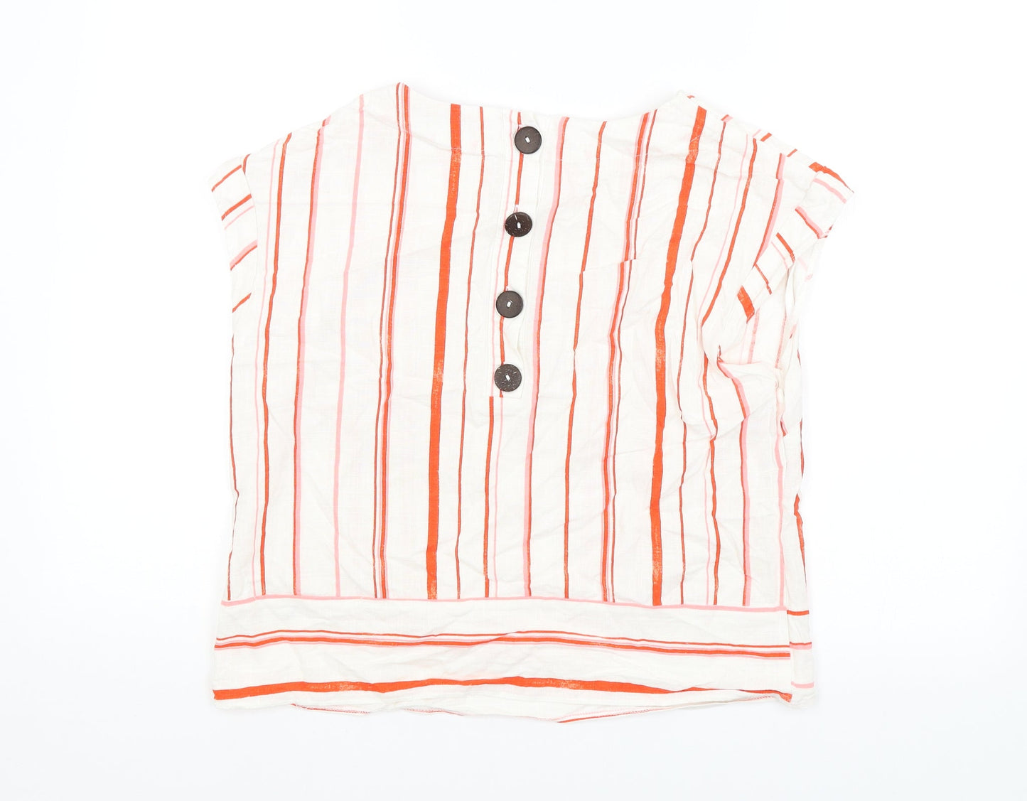 Nutmeg Womens White Striped  Basic Blouse Size 14