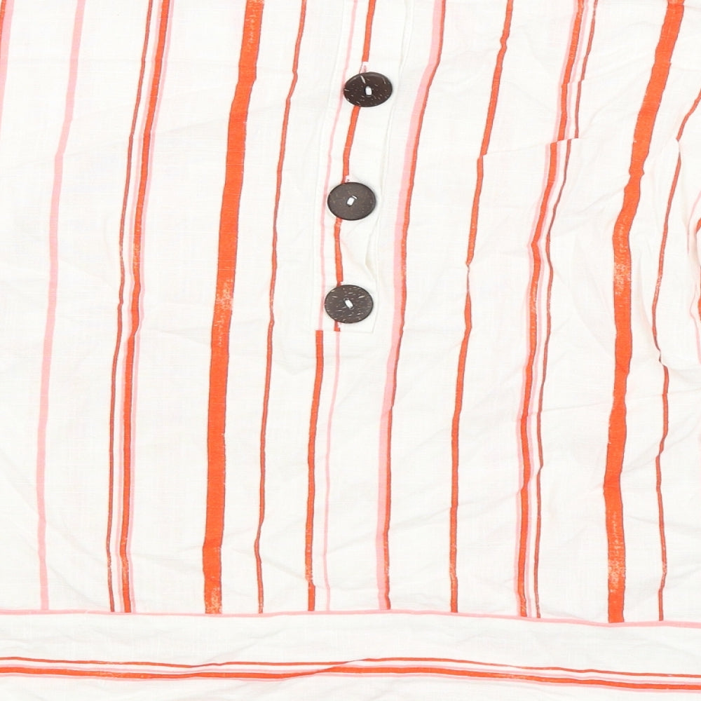 Nutmeg Womens White Striped  Basic Blouse Size 14