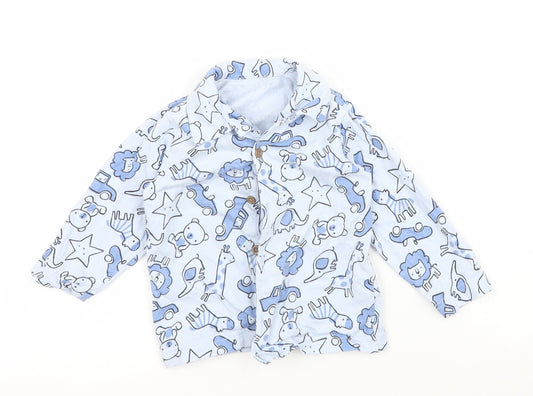 Nutmeg Baby Blue Solid   Pyjama Top Size 9-12 Months  - Animals and Cars