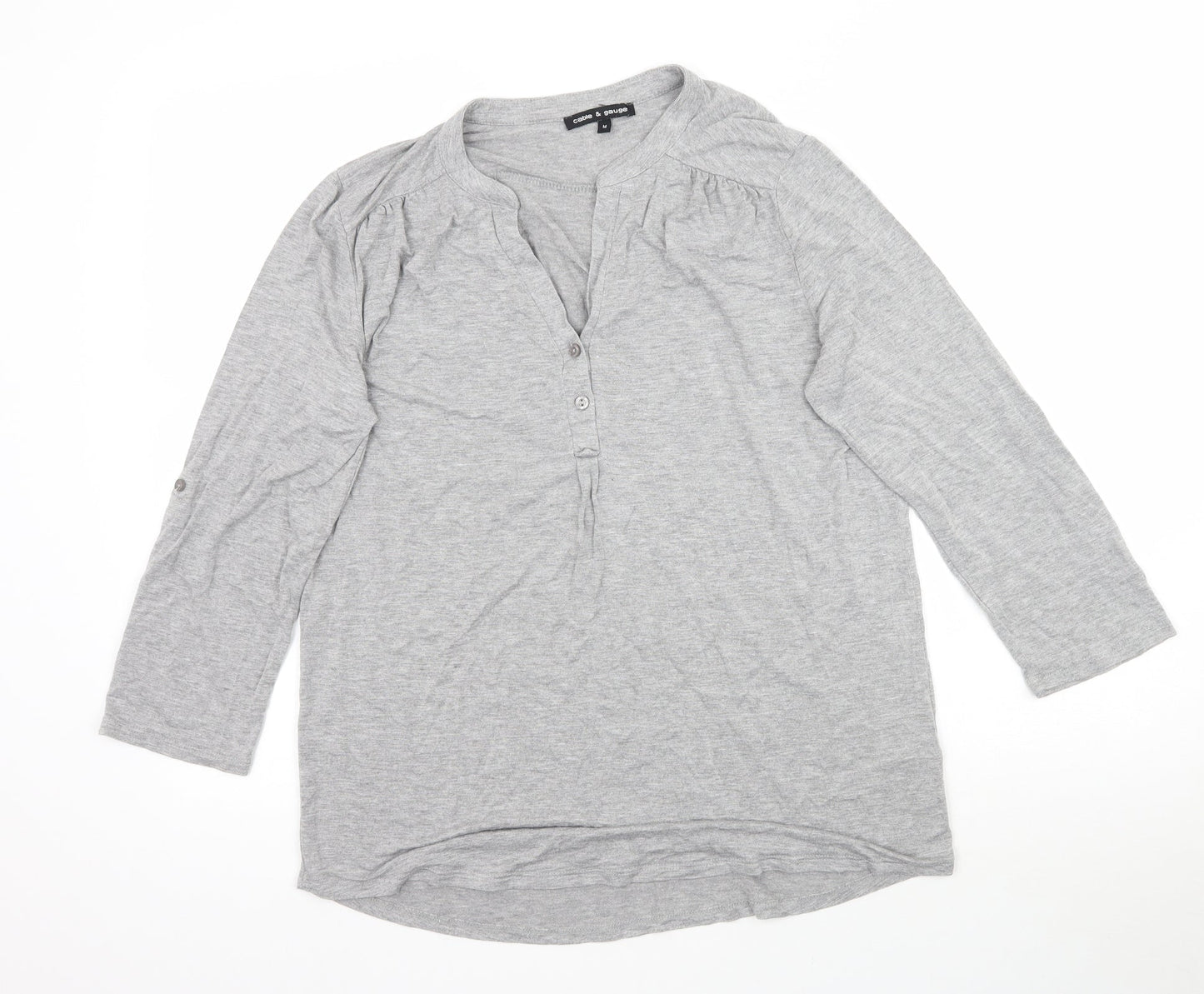Womens UK Size M Cable & Gauge Grey Basic T-Shirt