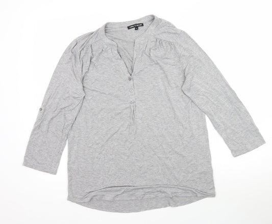Womens UK Size M Cable & Gauge Grey Basic T-Shirt