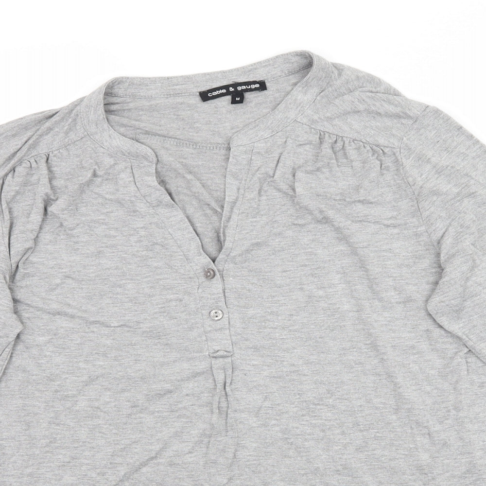 Womens UK Size M Cable & Gauge Grey Basic T-Shirt