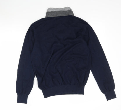 Preworn Mens Blue Striped Knit Pullover Jumper Size M