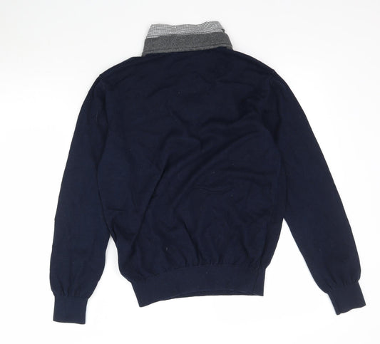 Preworn Mens Blue Striped Knit Pullover Jumper Size M