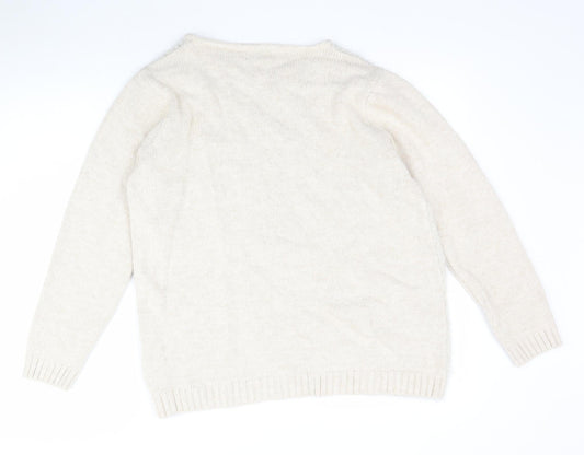 Damart Womens Beige  Knit Pullover Jumper Size 14  - cable knit