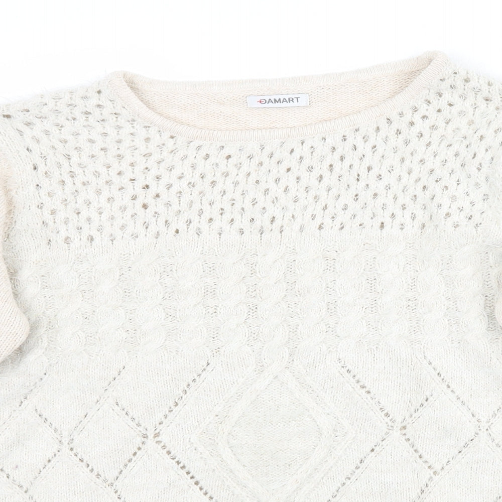 Damart Womens Beige  Knit Pullover Jumper Size 14  - cable knit