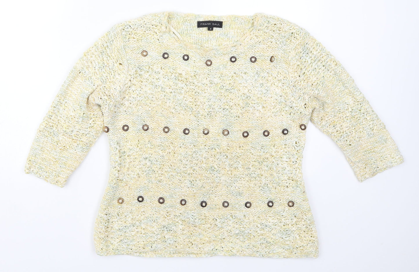 Frank Saul Womens Yellow  Knit Pullover Jumper Size M