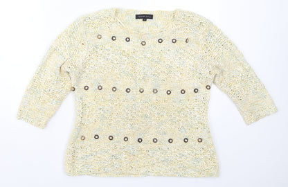 Frank Saul Womens Yellow  Knit Pullover Jumper Size M