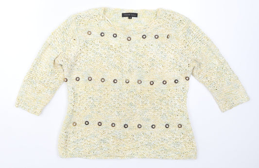 Frank Saul Womens Yellow  Knit Pullover Jumper Size M