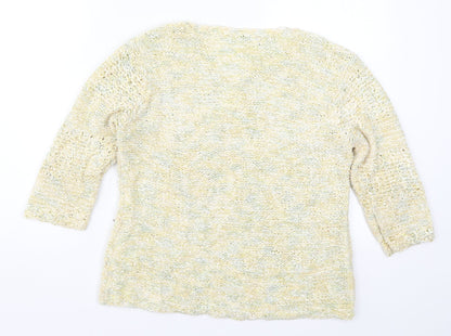 Frank Saul Womens Yellow  Knit Pullover Jumper Size M