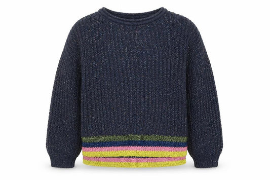 Marks & Spencer Girls Blue Striped Knit Pullover Jumper Size 9-10 Years