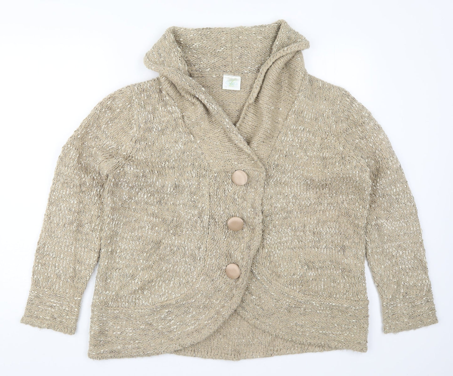Classics Womens Beige  Knit Cardigan Jumper Size 16