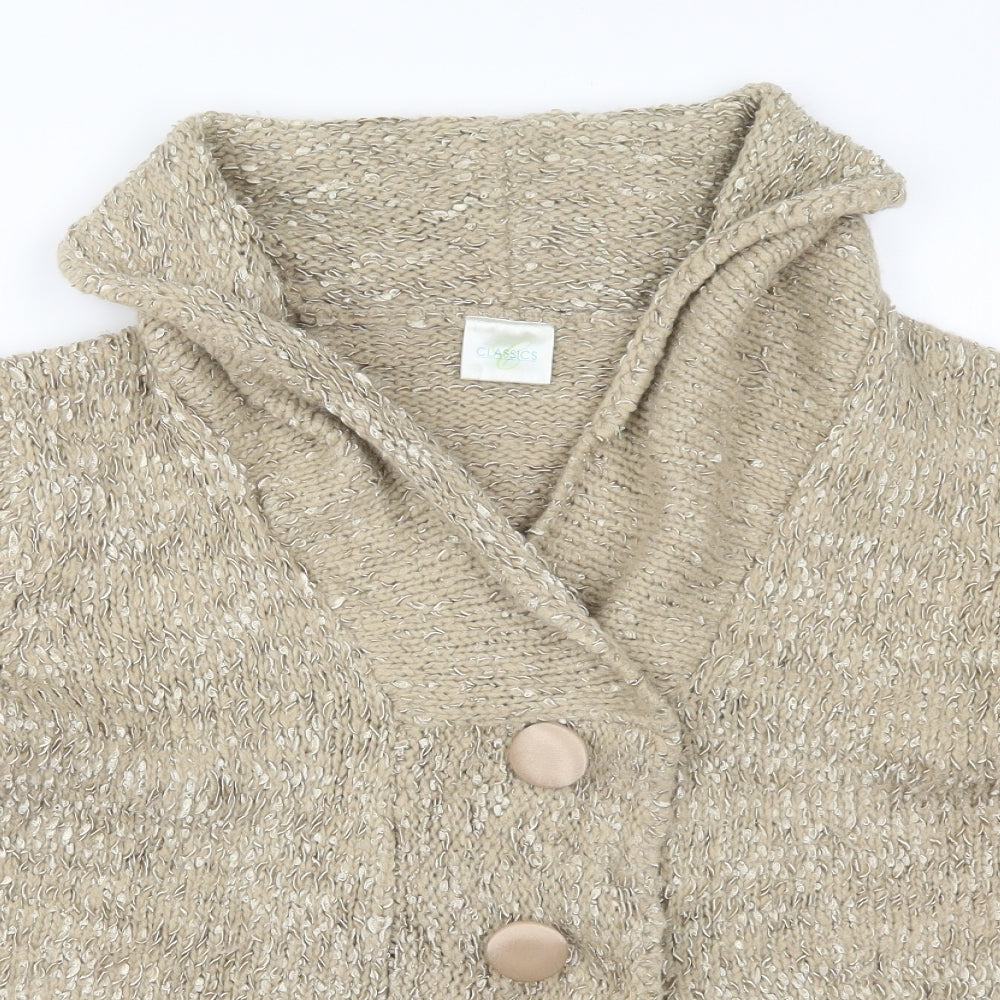Classics Womens Beige  Knit Cardigan Jumper Size 16