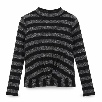 M&Co Girls Black Striped  Basic T-Shirt Size 10 Years