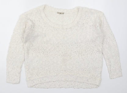 TU Womens White  Knit Pullover Jumper Size 12