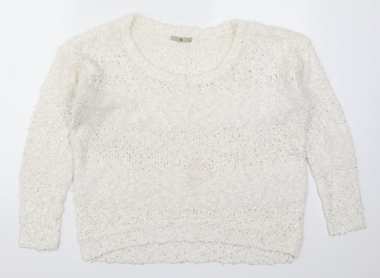 TU Womens White  Knit Pullover Jumper Size 12