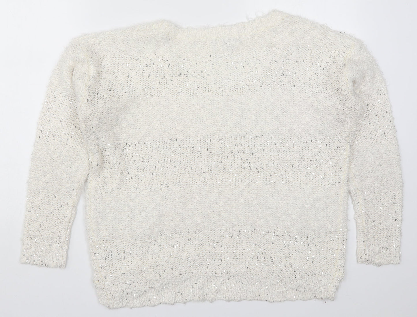 TU Womens White  Knit Pullover Jumper Size 12