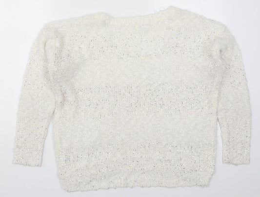 TU Womens White  Knit Pullover Jumper Size 12