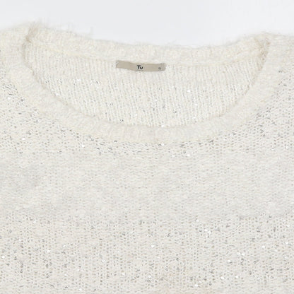 TU Womens White  Knit Pullover Jumper Size 12