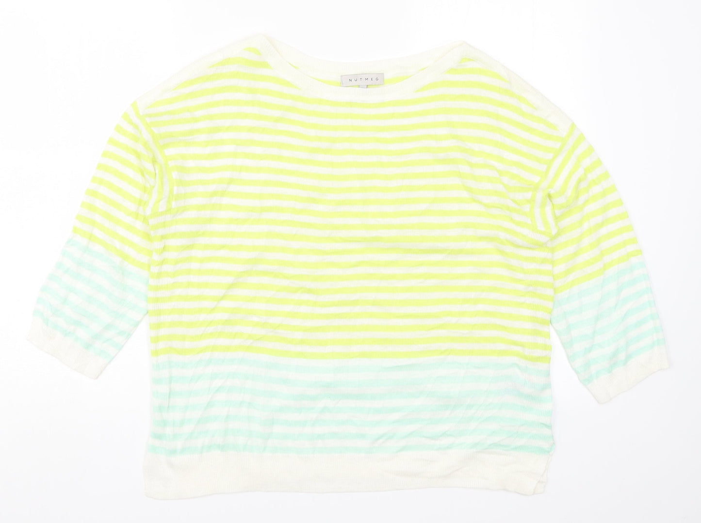 Nutmeg Womens Yellow Striped Knit Pullover Jumper Size 16
