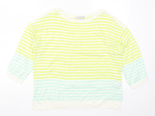 Nutmeg Womens Yellow Striped Knit Pullover Jumper Size 16