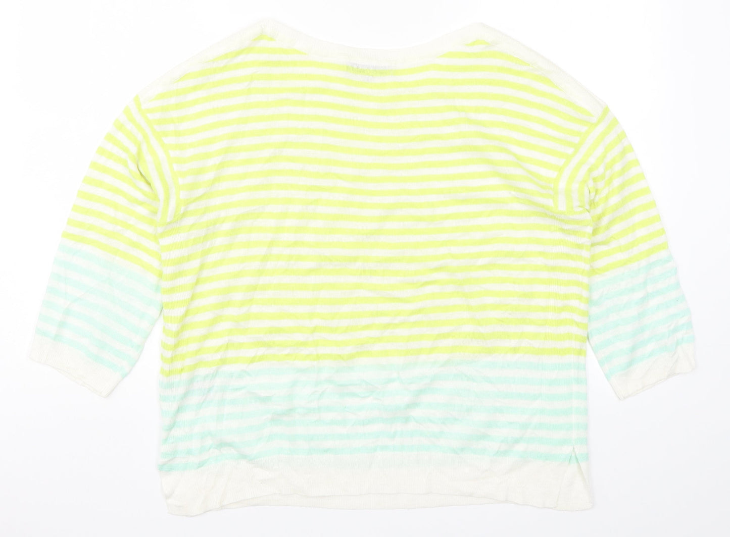 Nutmeg Womens Yellow Striped Knit Pullover Jumper Size 16