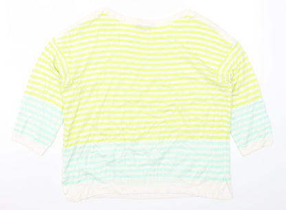 Nutmeg Womens Yellow Striped Knit Pullover Jumper Size 16